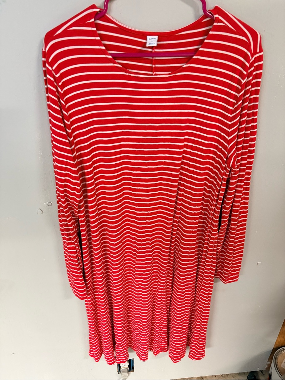 Liz Claiborne Red & White Striped Long Sleeve Swing Dress - Classic Casual